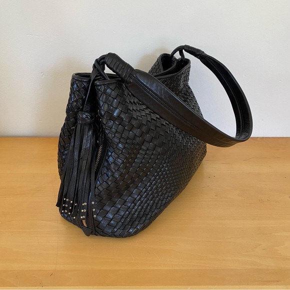Black Woven Bag Massimo Dutti Large Leather Purse Tassel - Picture 3 of 10